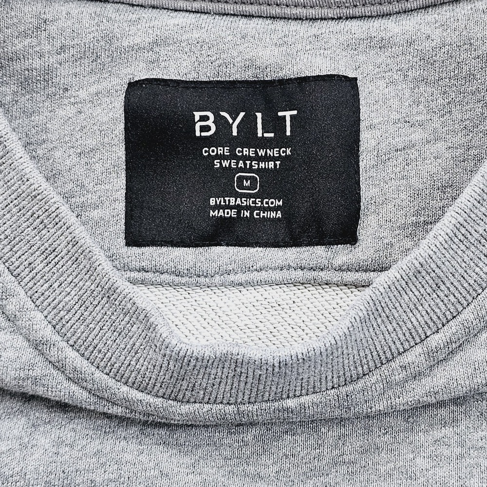 BYLT Sweatshirt Mens Medium Gray Core Crewneck Long Sleeve Pullover Sweater - Picture 4 of 9